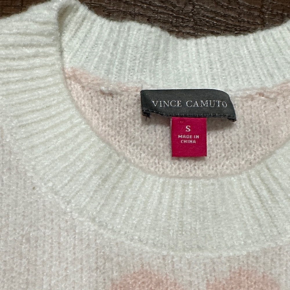 Vince Camuto Cream and Pink Heart Sweater - Picture 2 of 7